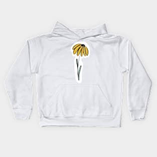 yellow flower line art Kids Hoodie